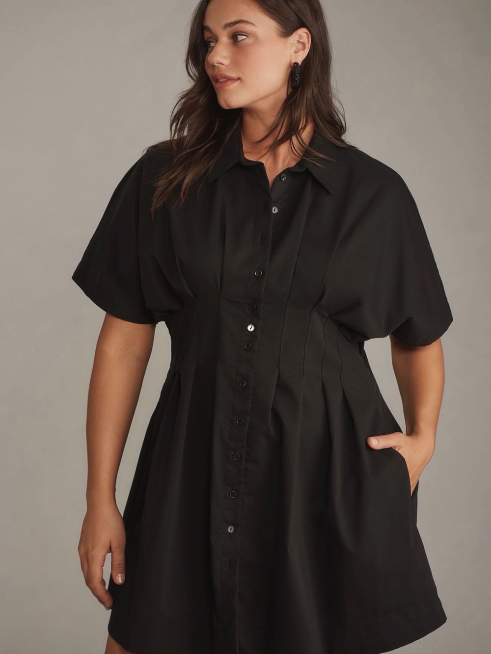 Tobie Mini Shirtdress by Exquise from Anthropologie- Black-Size Small